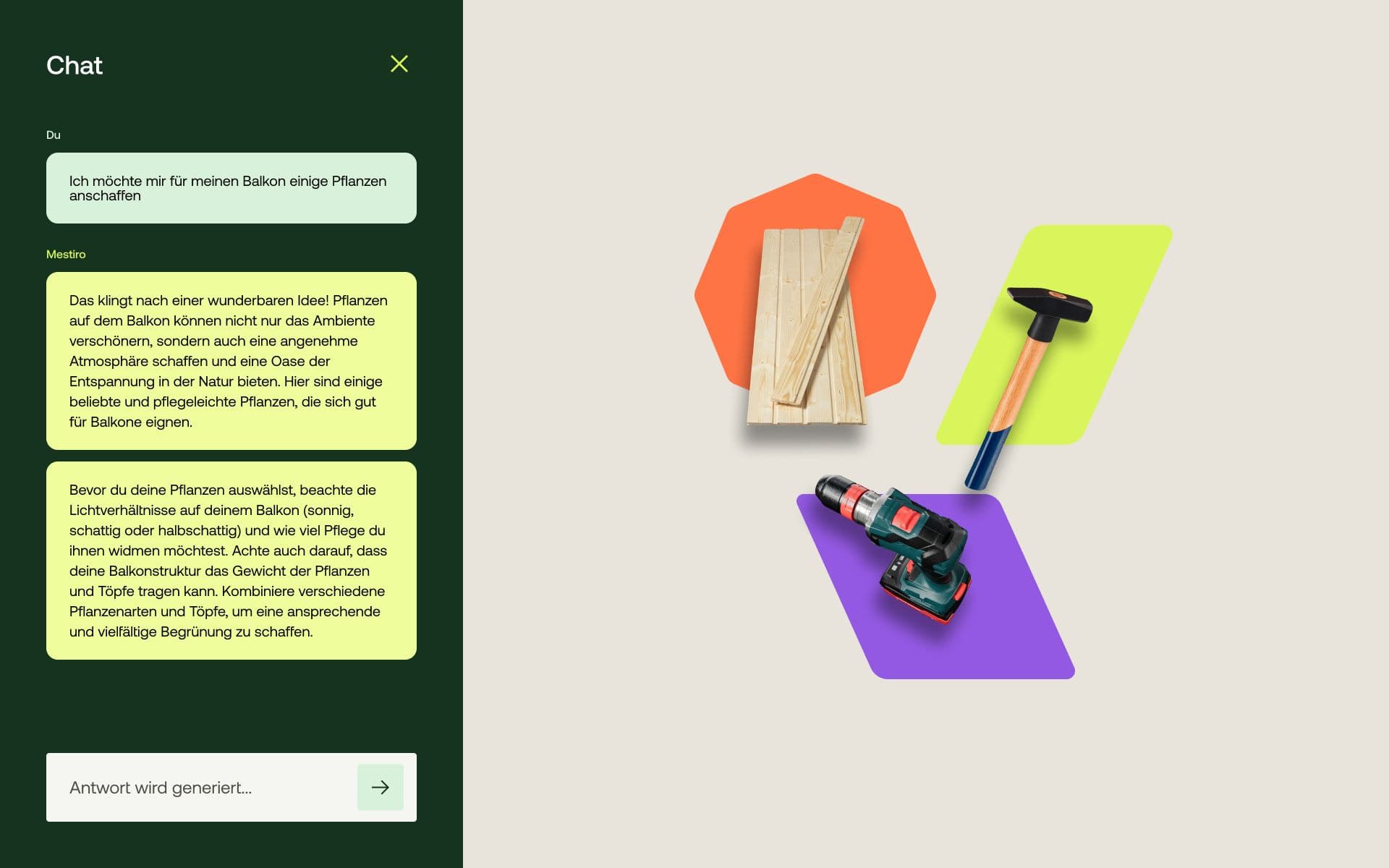 a screenshot of a chat with a drill and a hammer .