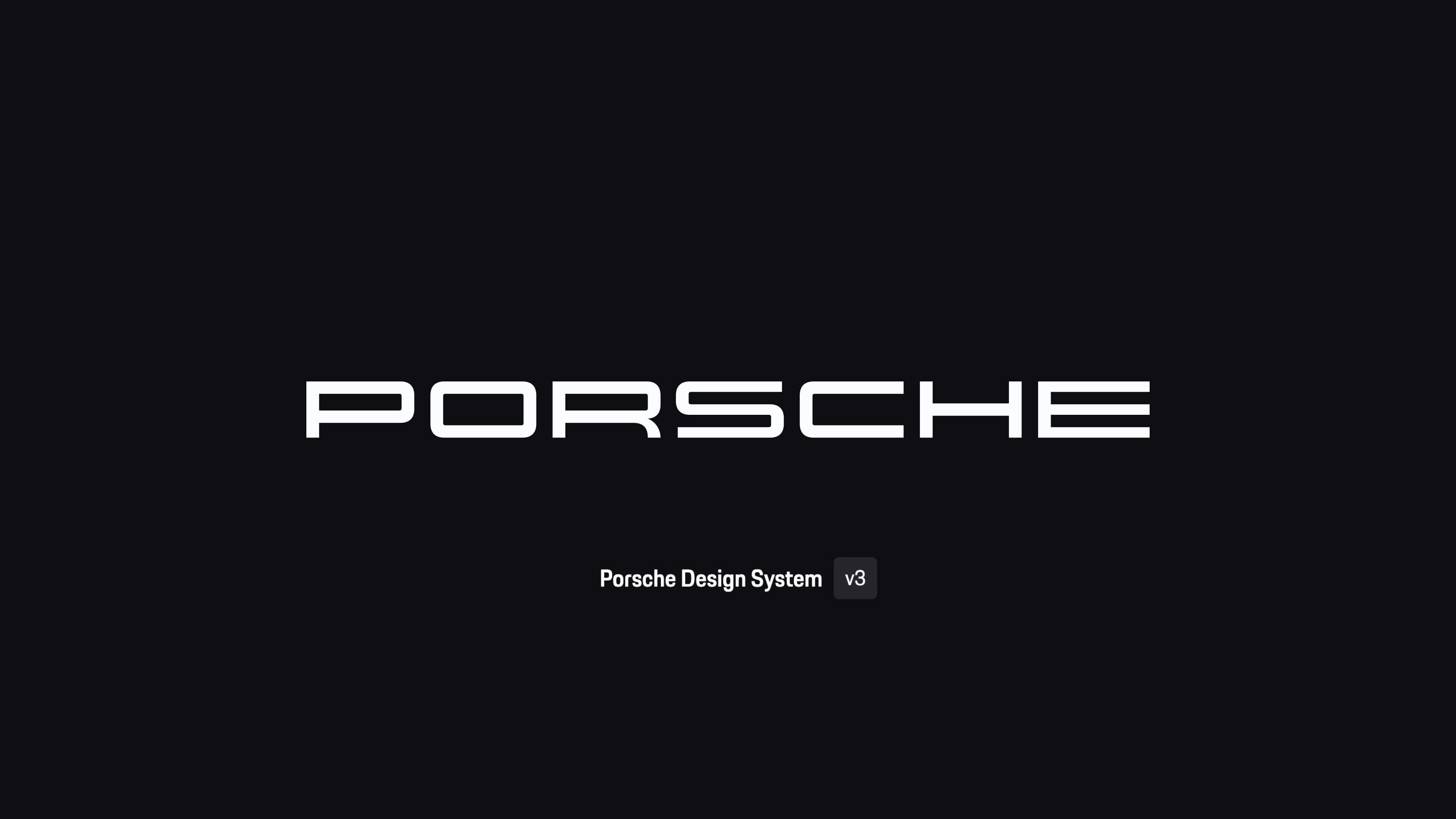 porsche type logo on black ground with subline saying Porsche Design System V3